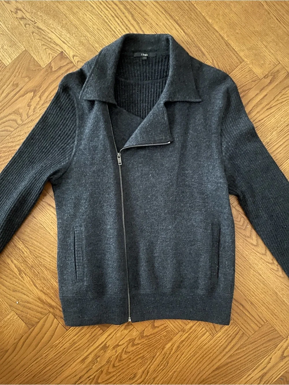 Men's Charcoal Zip-Up Sweater Jacket